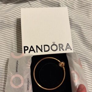 Pandora Gold Bangle with Crystal Accent